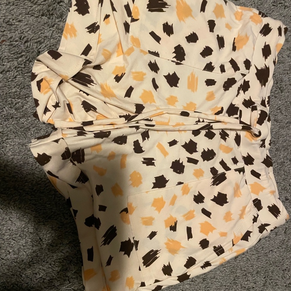 LuLaRoe Cream and Brown Patterned Shorts